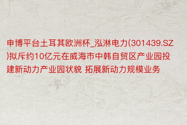 申博平台土耳其欧洲杯_泓淋电力(301439.SZ)拟斥约10亿元在威海市中韩自贸区产业园投建新动力产业园状貌 拓展新动力规模业务