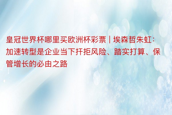 皇冠世界杯哪里买欧洲杯彩票 | 埃森哲朱虹：加速转型是企业当下扞拒风险、踏实打算、保管增长的必由之路